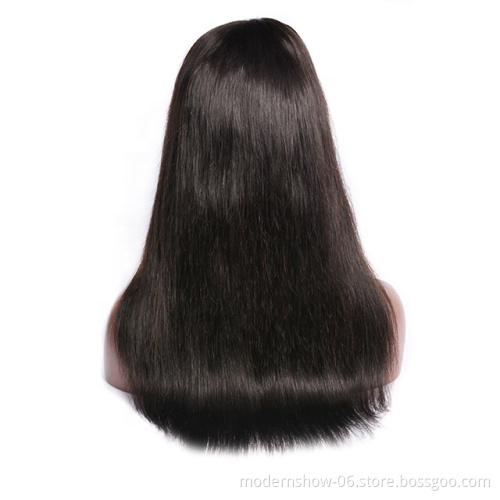 Most popular swiss Lace frontal closure wig soft straight brazilian human hair